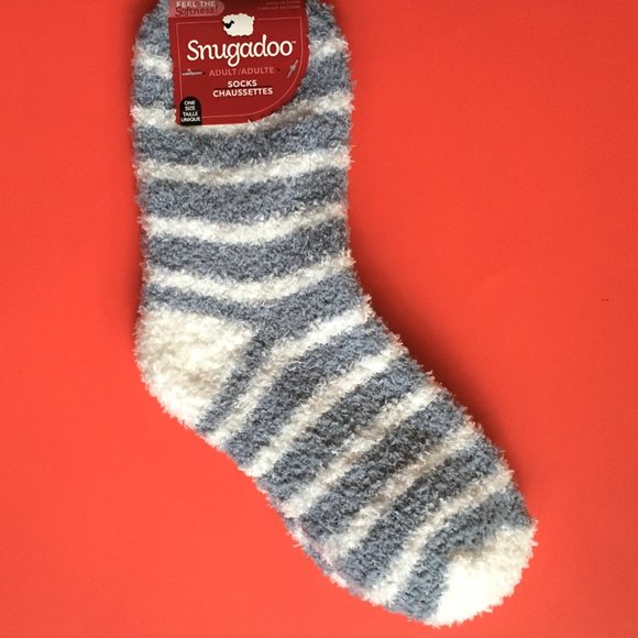 Accessories - *3/$15* Gray and White Striped Fuzzy Slipper Socks